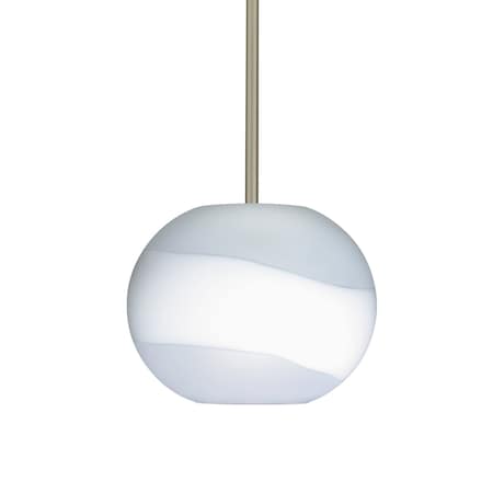 Luna Stem Pendant, Opal-Frost, Satin Nickel Finish, 1x9W LED